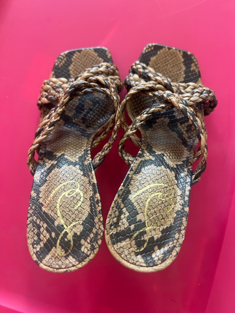 Sam Edelman Braided Raffia Mule Heels in Natural Tan - Picture 5 of 6